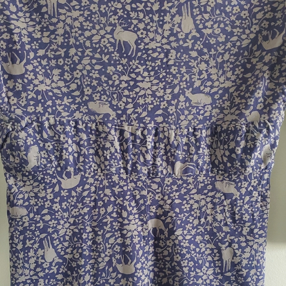 Patagonia Women's Blue Animal Patterned Ruched Organic Cotton Top Sz S Babydoll - Picture 7 of 14